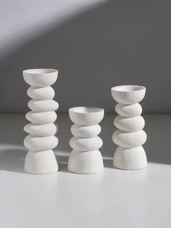 Подсвечник полистоун "Сад камней" d=3 и 5,5 см набор 3 шт 7х7х12 7х7х16 7х7х20 см