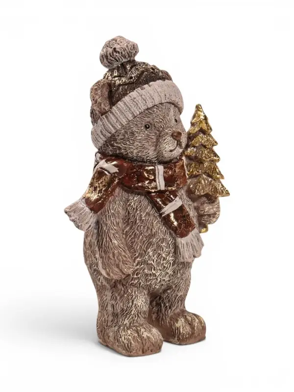 Фигурка &laquo;Серый мишка в шапке&raquo;, 7,5&times;6&times;13.5 см, полистоун