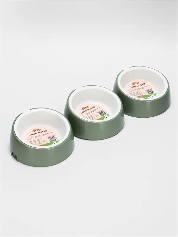 Лего-миска для животных &laquo;Фокси&raquo;, 300 мл, с наклоном, пластик, цвет фисташковый