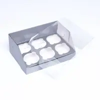 Коробка для 6 капкейков 23.5&times;16&times;10 см, серебро