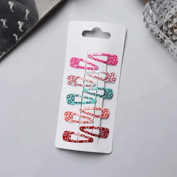 Невидимка для волос  Невидимка для волос "Лира" (набор 10 шт) звёзды объём, 3 см, микс