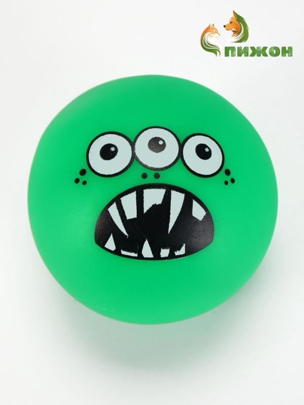 Игрушкка пищащая Игрушкка пищащая "Мяч монстр" для собак, 7 см, зелёная