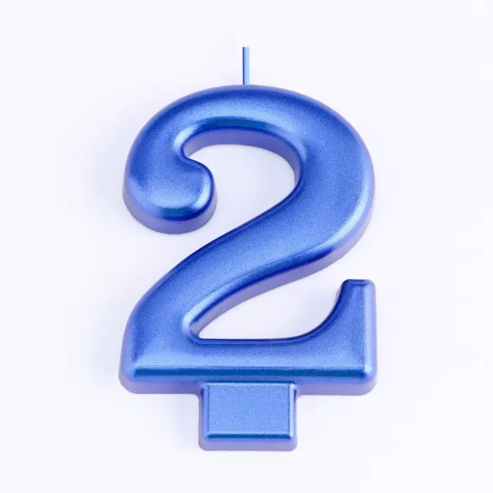 Свеча для торта «Европейская ГИГАНТ», цифра 2, 7 см, синий металлик Свеча для торта «Европейская ГИГАНТ», цифра 2, 7 см, синий металлик