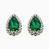 Серьги со стразами &laquo;Морское сияние&raquo;, цвет изумрудный в чернёном серебре