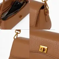 Сумка женская мессенджер TEXTURA на клапане, 26&times;9&times;12 см, коричневая