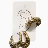 Серьги и каффы QF &laquo;Леопард&raquo;, набор, жгутик, цвет золото