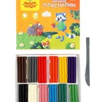Пластилин мягкий (восковой) &laquo;Мульти-Пульти. Енот в лесу&raquo;, 12 цветов, 180 г, со стеком