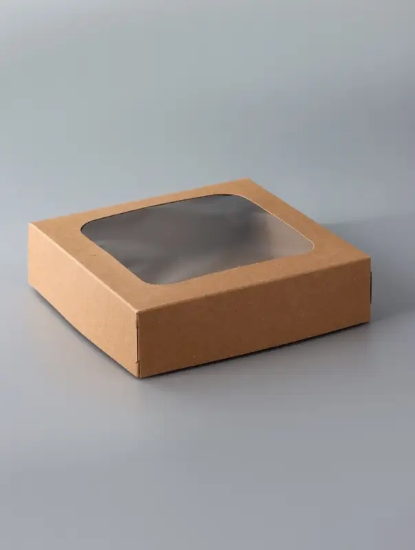 Коробка складная, с окном, крафт, 15 х 15 х 4 см Коробка складная, с окном, крафт, 15 х 15 х 4 см