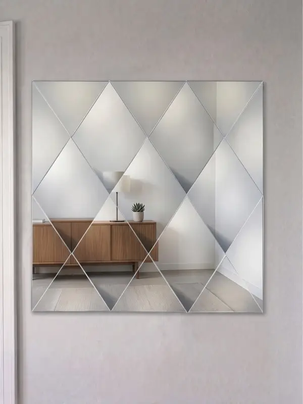 Зеркало настенное &laquo;Ромбы&raquo;, на клеевой основе, акриловое, 17 шт., 50&times;50 см