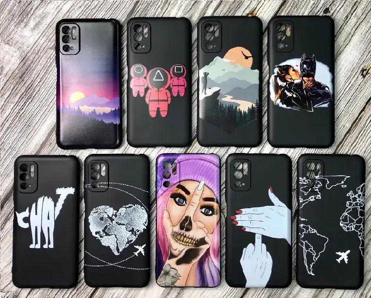 Чехол Xiaomi Poco M3 Pro TPU 1.0mm матовый черный с принтами в ассортименте Чехол Xiaomi Poco M3 Pro TPU 1.0mm матовый черный с принтами в ассортименте