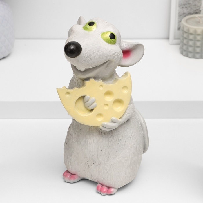 Копилка Копилка "Крыса с сыром" серая, 24х16х14см