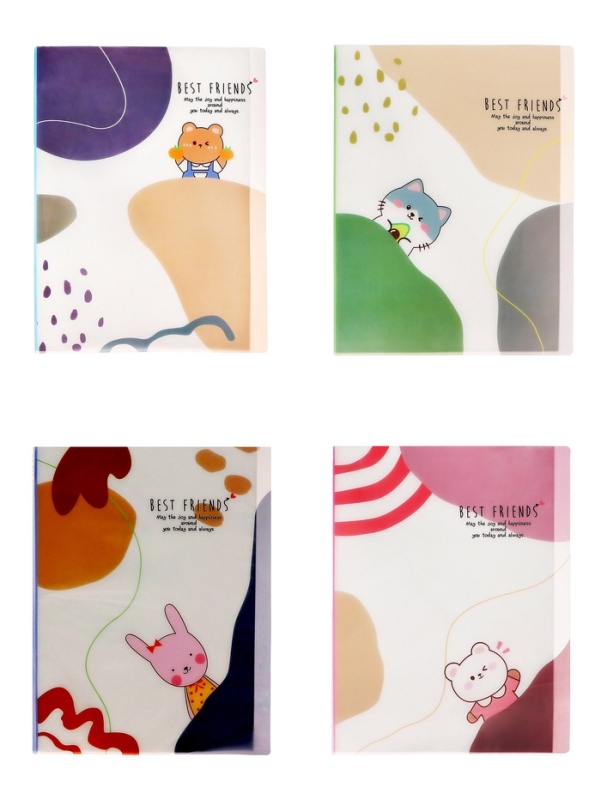 Папка формат А4 с 30 прозрачными файлами МИКС Зверята Папка формат А4 с 30 прозрачными файлами МИКС Зверята