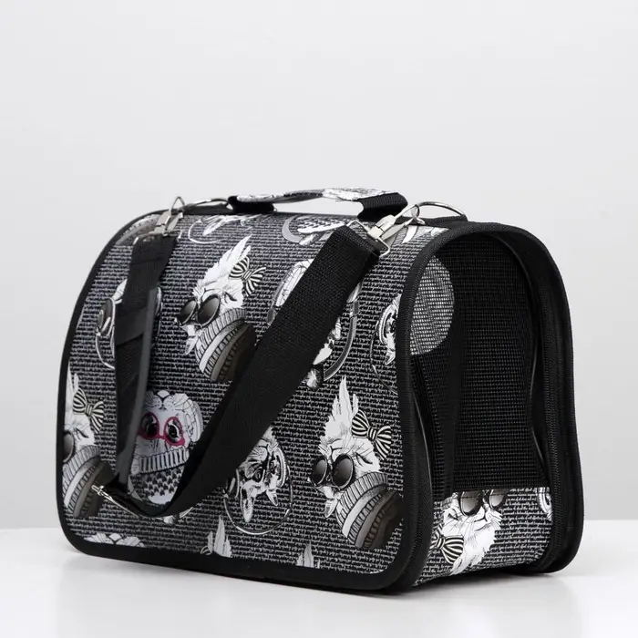 Сумка - переноска каркасная &laquo;Зимние коты&raquo;, размер S, 37.5&times;17&times;22 см