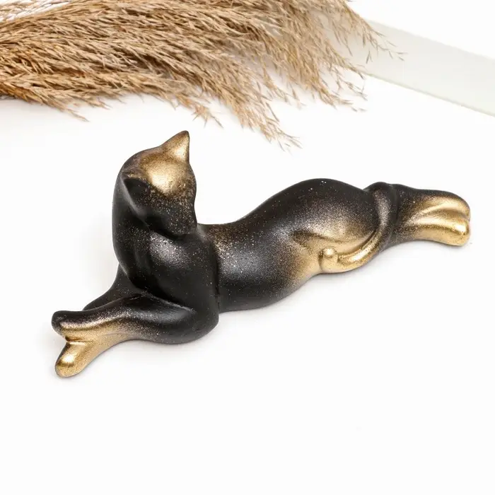 Фигурка гипс &laquo;Кот лежит&raquo;, чёрный, 8&times;20 см