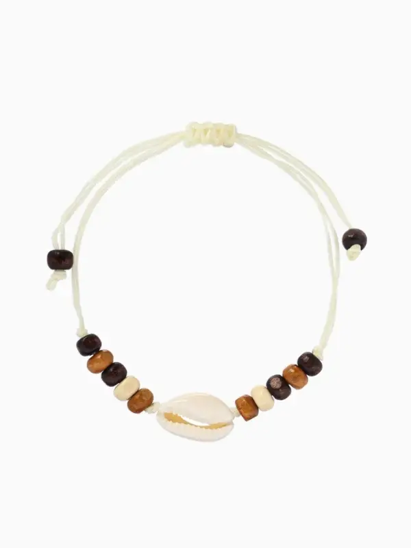 Браслет на нити &laquo;Ракушка и бусины&raquo;, d=7 см, бежево-коричневый