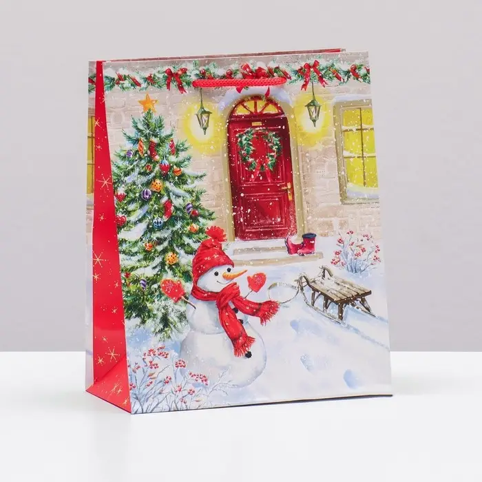 Пакет подарочный "Зимний дворик", 18 х 22,3 х 10 см