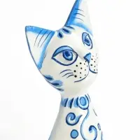 Фигура &laquo;Кошка с синей росписью&raquo;, 9&times;4.5&times;30 см, дерево