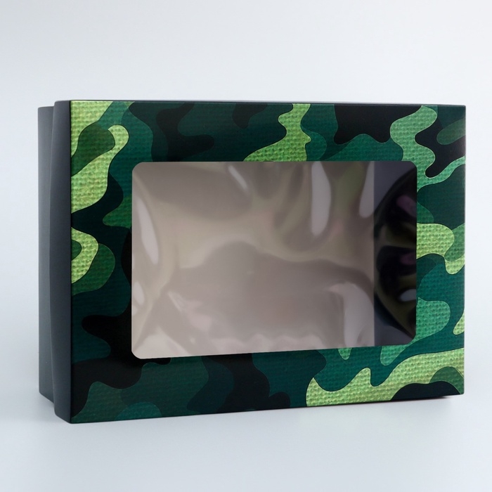 Коробка складная, крышка-дно, Коробка складная, крышка-дно, "Поздравляю", 21 х 15 х 7 см с окном