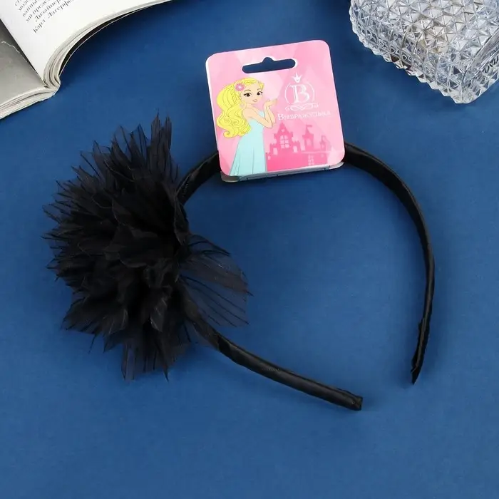 Ободок для волос «Школьница», галант полоски, d=10 см, 1 см, чёрный Ободок для волос «Школьница», галант полоски, d=10 см, 1 см, чёрный