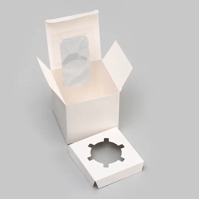 Коробка для капкейка, без ручек, белая, 9×9×9 см Коробка для капкейка, без ручек, белая, 9×9×9 см