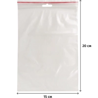 Пакет с замком (Zip Lock) с европодвесом 15 х 20 см, 60 мкм, 100 шт/уп