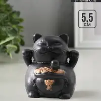 Фигурка гипс &laquo;Кот манэки-нэки&raquo;, 5.5&times;5&times;5 см, чёрная
