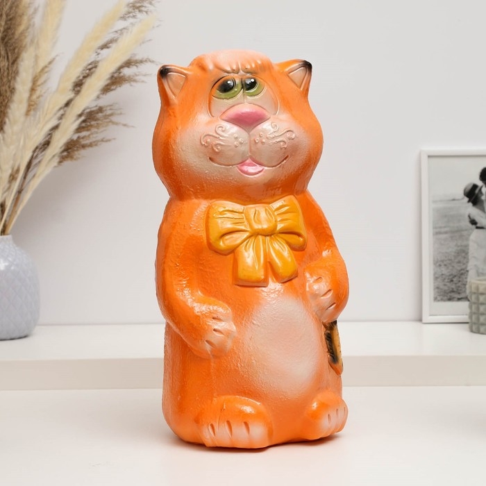 Копилка Копилка "Кот с бантом и рыбкой" рыжий, 38см