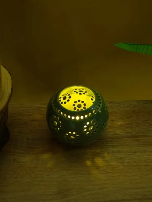Аромалампа «Шар», 9×9×8 см, керамика, салатовая