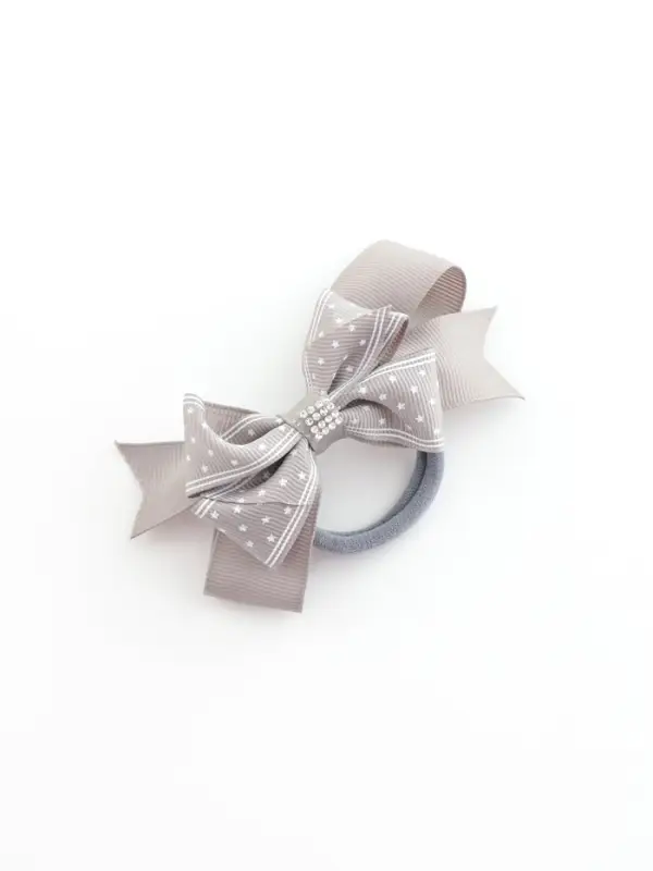 Бант для волос на резинке &laquo;Школьница&raquo;, звезда, 12 см, серый
