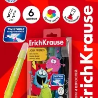 Гелевые мелки 6 цв ErichKrause Jolly Friends, с европодвесом