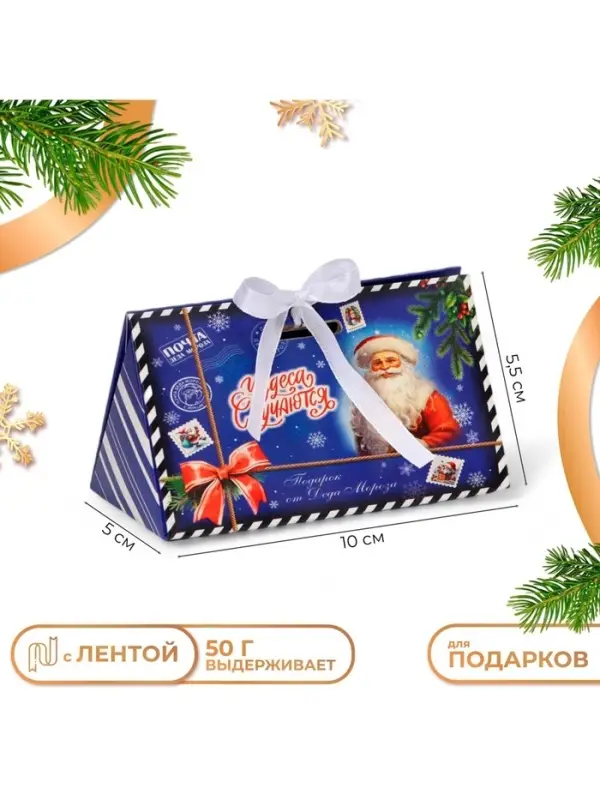 Бонбоньерка новогодняя, подарочная упаковка &laquo;Волшебства и сказки&raquo;, 10&times;5.5&times;5 см