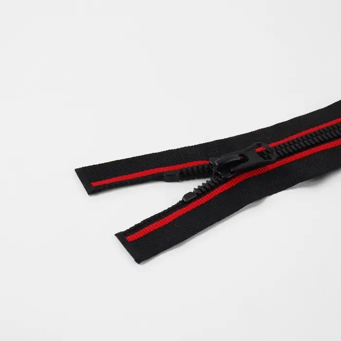 Молния «Трактор», №8, разъёмная, замок автомат, 80 см, чёрная, красная