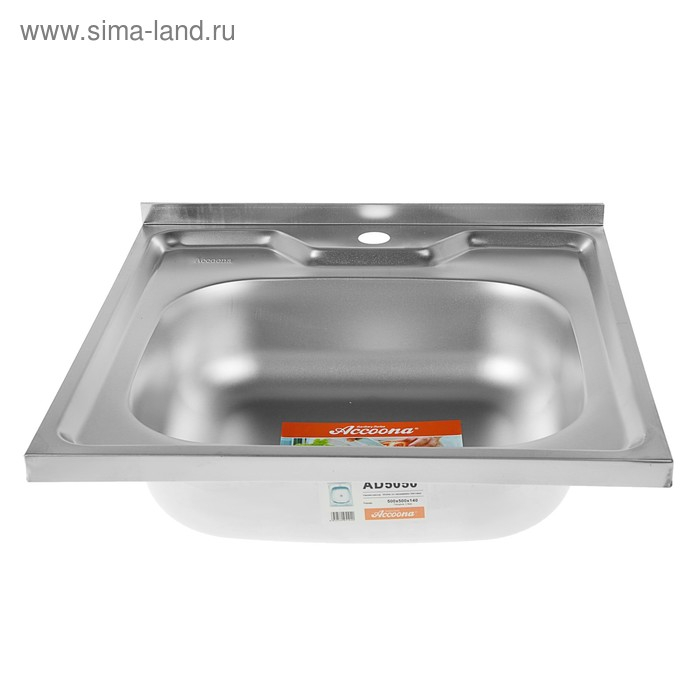 Мойка кухонная Accoona AD5050, накладная, толщина 0.4 мм, 500х500х140 мм, матовая Мойка кухонная Accoona AD5050, накладная, толщина 0.4 мм, 500х500х140 мм, матовая