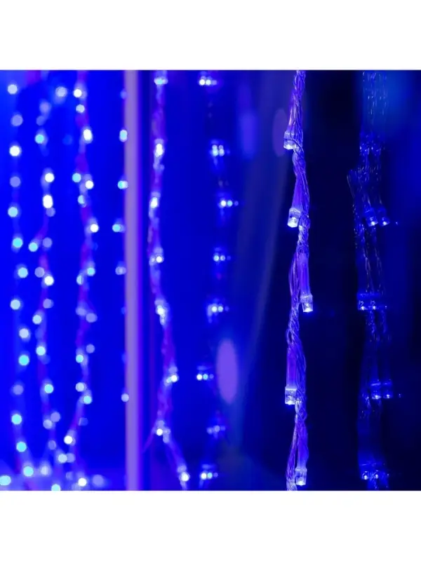 Гирлянда &laquo;Водопад&raquo; 2&times;1.5 м, IP20, прозрачная нить, 400 LED, свечение синее, 8 режимов, 220 В