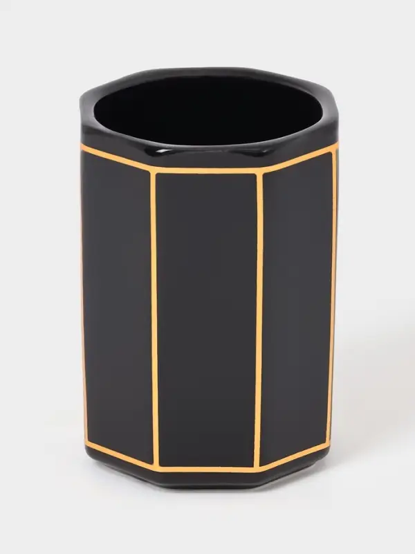 Набор для ванной "Равновесие", 2 предмета (дозатор для мыла, стакан), цвет черный