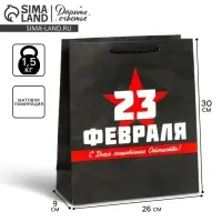Пакет подарочный ламинированный, упаковка, &laquo;С 23 февраля&raquo;, M 26&times;30&times;9 см