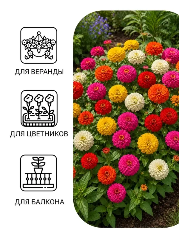 Семена цветов Цинния &laquo;Лилипут&raquo; смесь, 0.3 г, &laquo;Сембат&raquo;