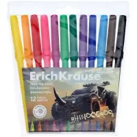 Фломастеры ErichKrause Road Beast, 12 цветов, в футляре с европодвесом