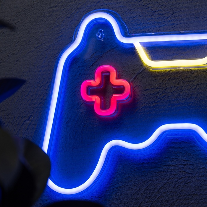 Неоновая вывеска «Геймпад» 40.5 x 28 см, USB, свечение сине-красно-зелено-тепло белое