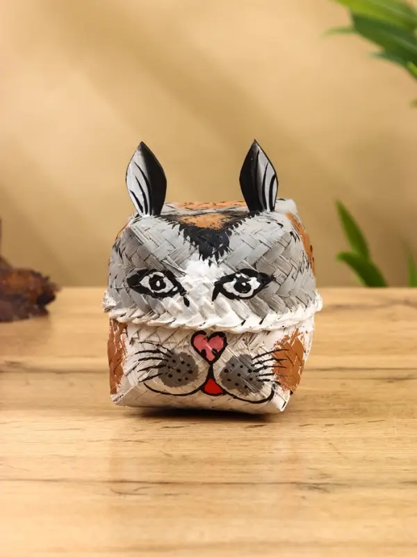 Корзинка &laquo;Кот&raquo;, 8&times;8&times;13 см, бамбук