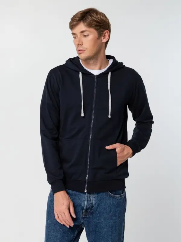 Толстовка на молнии с капюшоном Unit Siverga темно-синяя, размер XS Толстовка на молнии с капюшоном Unit Siverga темно-синяя, размер XS