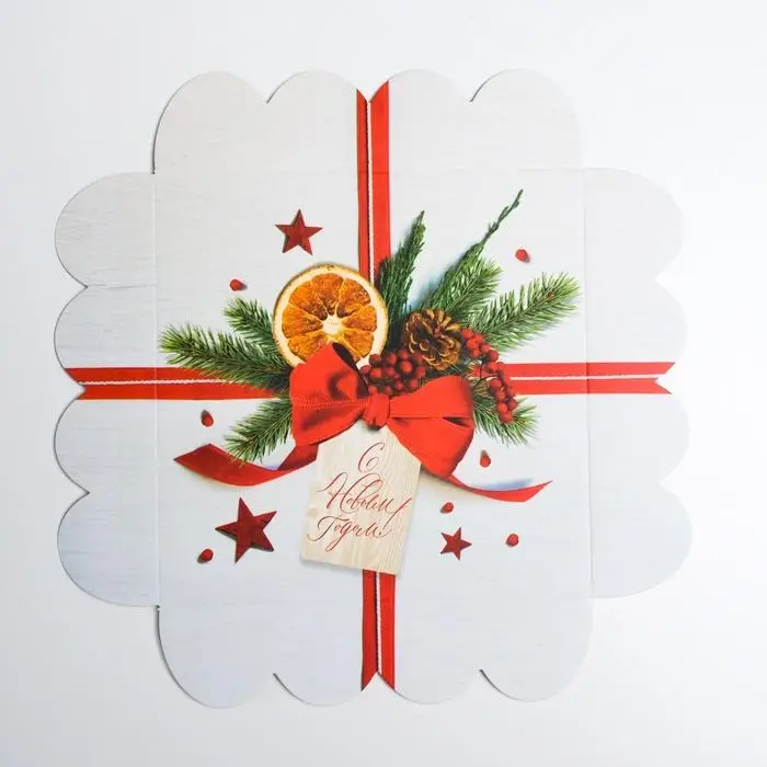 Коробка для кондитерских изделий с пластиковой крышкой &laquo;С Новым годом!&raquo;, 13 х 13 х 3 см