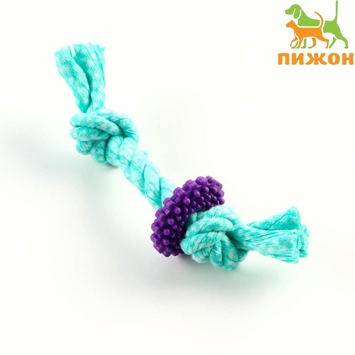 Игрушка жевательная Игрушка жевательная "Шестерёнка на канате", до 20 см, бирюзовая