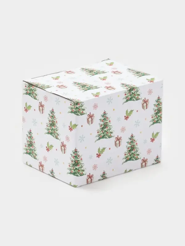 Кружка Доляна «Новый год. Ёлочки», 380 мл, фарфор, белая