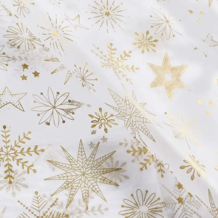 Бумага упаковочная тишью, новогодняя упаковка "Золотые снежинки",50 х 66 см.