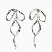 Серьги "Бантик", цвет серебро