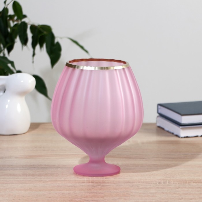 Ваза  Ваза "Розовый" с золотой полоской d=10см h=20см