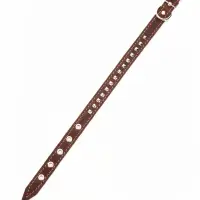 Ошейник украшенный, 45&times;2 см, ОШ 25-35 см, на синтепоне, кожа, дизайн МИКС, коричневый