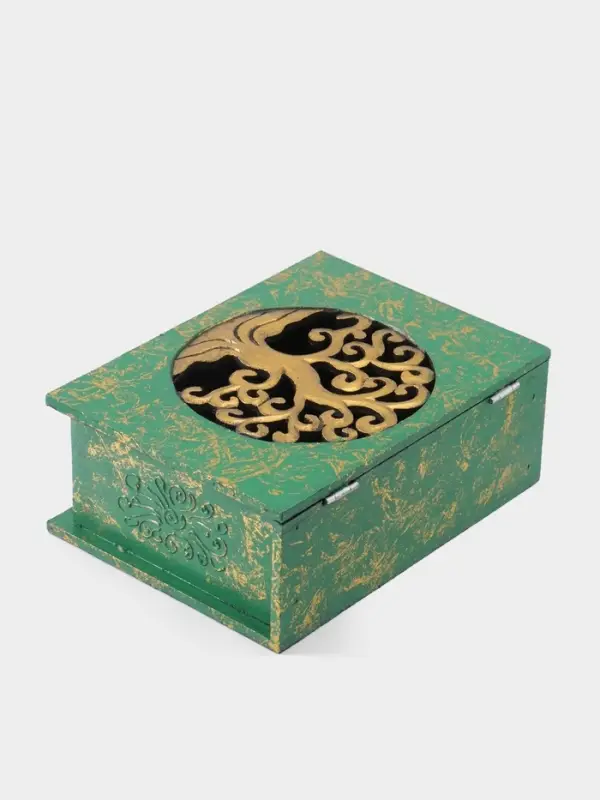 Шкатулка "Древо" 24х18х9 см, МДФ, цв. зелёный