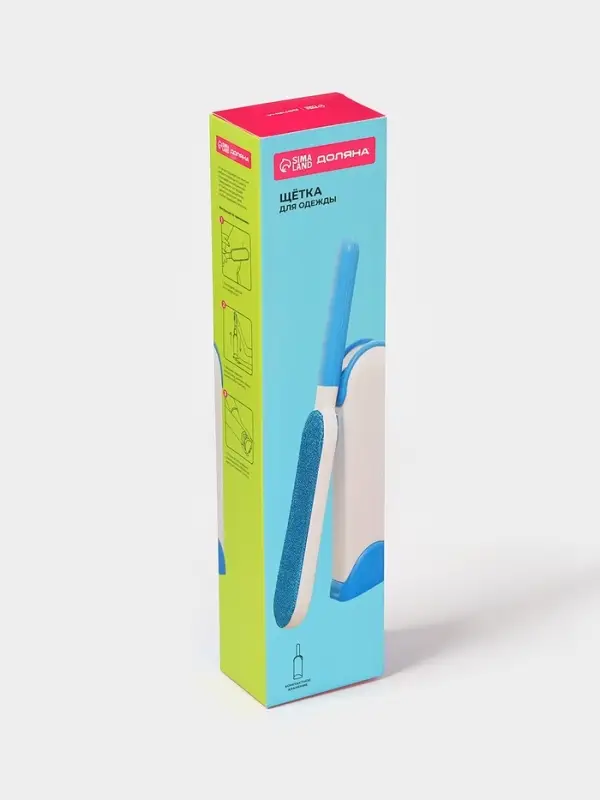 Щётка для удаления шерсти и волос с одежды и мебели с ручкой Доляна, 33&times;7.5&times;5 см, синяя